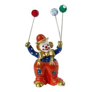 Vintage Spoontiques Miniature Gold Clown Pewter Figurine + Balloons 1987 CM/469